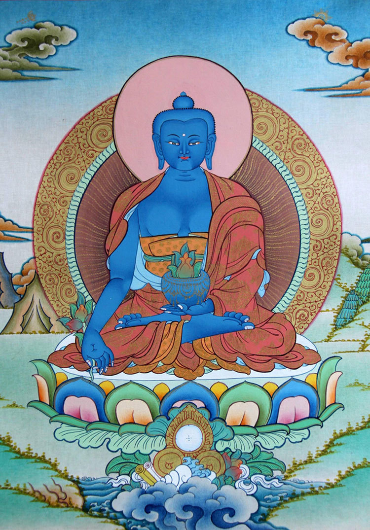 Tibetan Buddhism Buddhist painting A3 size: 297 x 420mm Medicine Buddha Lazuli Light Tathagata Mandala, artwork, painting, others