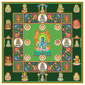 曼荼羅　チベット仏教　仏画　A4サイズ：297×210mm 不動明王