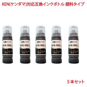 KEN-MB-L 顔料 5本セット 対応 ケンダマ 互換ボトル KEN-MB 増量 EW-M752T EW-M752TB EW-M754TB EW-M754TW KEN マットブラック 黒