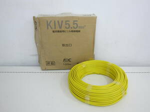 未使用品 FDC フジクラ ダイヤケーブル 電気機器用ビニル絶縁電線 KIV 5.5 黄色 100m 1巻 5.5m㎡ 2021年製