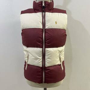 Ralph Lauren reversible down vest down jacket embroidery Logo emblem border pattern protection against cold Ralph Lauren [ uniform carriage / including in a package possibility ]I