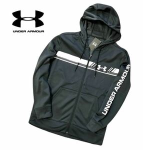 ◆H574新品【メンズXXL】黒 ゴルフにオススメ UNDER ARMOUR アンダーアーマー フルジップ パーカー スウェット 裏起毛 アーマーフリース