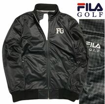 ◎074新品【メンズL】黒 千鳥格子柄 FILA GOLF フィラ ゴルフ 防寒ストレッチ 3層ボンディング ブルゾン フルジップ ジャケット フリース_画像1