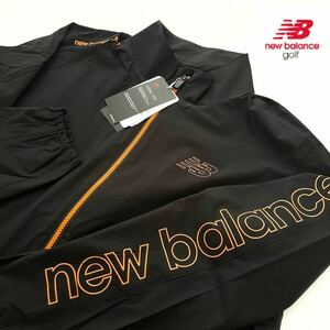 新品【メンズ4/M】黒 ニューバランス（new balance）ゴルフウェア ストレッチ サーモトロン 軽量 撥水 保温 フルジップ ウィンドブルゾン