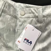 ▲B163新品【メンズM】 白 FILA GOLF フィラ ゴルフ 3層ボンディング ストレッチ テーパード パンツ 裏地　グラフィック迷彩 裾上げ可_画像6