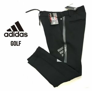 ◆H296 新品【ウエスト79】黒 秋冬 アディダスゴルフ ダンボールニット ジョガーパンツ adidas GOLF ビッグロゴ テーパードシルエット