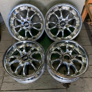 VERTEC VRSホイール 17インチ 17×7J OFF;+48 PCD;114.3-5H ハブ径;約67mm ガリ傷剥がれサビあり 4本 ボルトない個所あり1本キャップなし