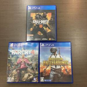 TA★1円～ 中古品 PS4 プレイステーション4 ソフト COD ブラックオプス4 ファークライ4 BATTLEGROUNDS FPS おまとめ 3点セット