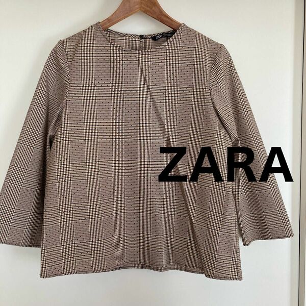 ZARA ザラ 千鳥格子 水玉ネップ ボックスシャツ