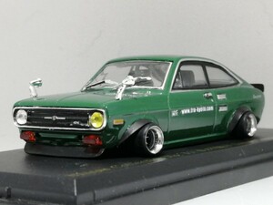 1/43 ノレブ Datsun Sunny Coupe 1200 GX（1970）改 アルミ 深リム ローダウン 改造 サニー F/Rスポイラー ォバフェン PANDEM カスタム 