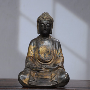 ▽鴻▽ 銅製 拓金 釋迦牟尼像 置物 古賞物 中国古玩 中国古美術