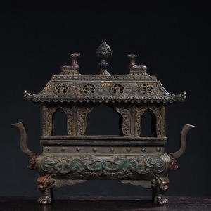 ▽鴻▽ 銅製 拓金 蔵式熏香炉 置物 古賞物 中国古玩 中国古美術