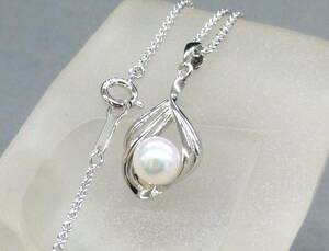 未使用☆御木本真珠島 MIKIMOTO ミキモト パール ペンダント ネックレス SILVER 925 シルバー 真珠 ケース付き