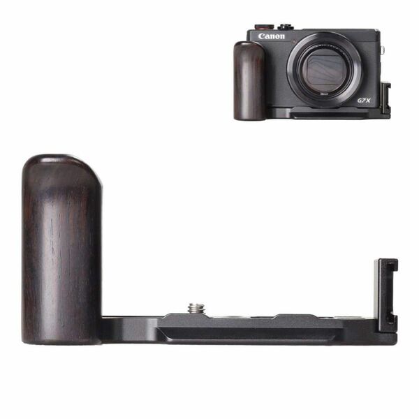 WEPOTO Canon PowerShot G7X Mark III BK用ハンドグリップメタル黒檀木材 GP-G7X3