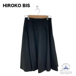 ☆美品☆ HIROKO BIS ヒロコビス スカート ひざ丈スカート フレア レディース ブラック 7 n-26 送料無料 古着