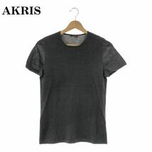 ☆美品☆ AKRIS アクリス トップス Tシャツ 半袖 レディース ブラック カシミヤ 絹 901-2110 送料無料 古着_画像1