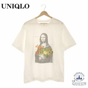 ☆美品☆ UNIQLO ユニクロ トップス Tシャツ 半袖 レディース ホワイト モナリザ柄 XL 901-2499 送料無料 古着