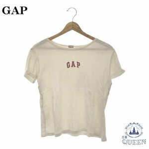 【訳アリ】 GAP ギャップ トップス Tシャツ 半袖 レディース ホワイト ロゴ入 901-2500 送料無料 古着