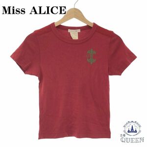 ☆美品☆ Miss ALICE トップス Tシャツ 半袖 レディース レッド ロゴ入り 2 日本製 901-2479 送料無料 古着