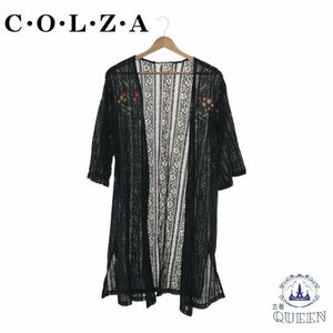 【訳アリ】 C・O・L・Z・A コルザ トップス カーディガン ロング丈 七分袖 レース オシャレ レディース ブラック L 901-2777 送料無料