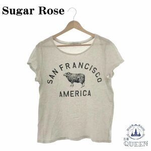 【訳アリ】 Sugar Rose シュガーローズ トップス Tシャツ 袖なし クルーネック プリント オシャレ レディース グレー F 901-2114 送料無料