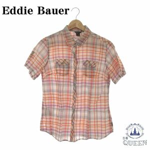 【訳アリ】 Eddie Bauer エディーバウアー トップス ブラウス シャツ 半袖 チェック ボタン オシャレ レディース 総柄 PS 901-2830