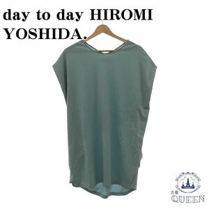 ☆美品☆ day to day HIROMI YOSHIDA. ヒロミヨシダ トップス カットソー 袖なし クルーネック カジュアル レディース グリーン L 901-3451