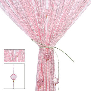 ひものれん 紐のれん ストーン付き ピンクX3枚