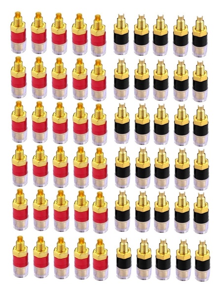 送料無料バナナプラグ 対応 スピーカーターミナル バインディング ポスト 端子 直径11mm 赤 黒 60個セット