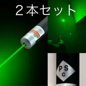 【電池付き】LEDライト　ポインタ　２本セット　緑　強力　カラス駆除　グリーン　爆光 LED 