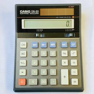 CASIO カシオDS-20 電卓 卓上計算機 12桁 太陽電池 ソーラー 中古 動作確認済み 現状品 当時物 昭和レトロ ヴィンテージ オールド