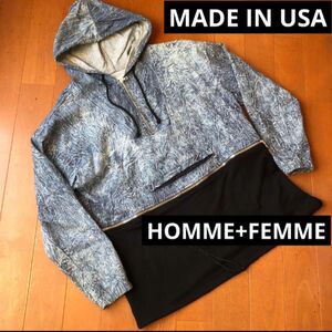 HOMME＋FEMME LA オムファム エルエー　ハーフジップ　デニムパーカー