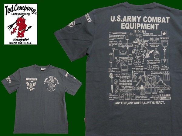 テッドマン/TEDMAN/Lサイズ/半袖Tシャツ/TDSS-564/ネイビー/エフ商会/新品/送料無料/アメカジ/ミリタリー/U.S.ARMY