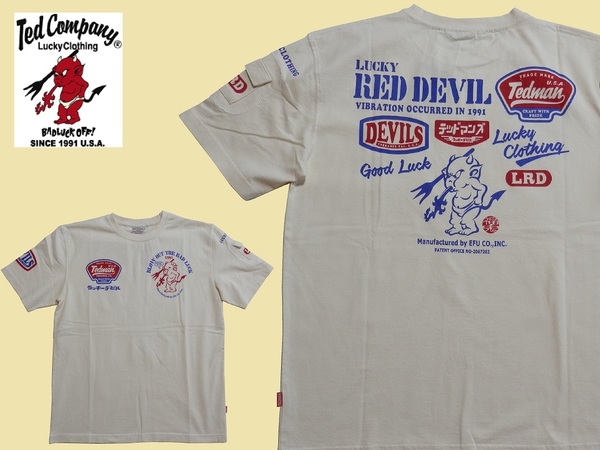 テッドマン/TEDMAN/Lサイズ/半袖Tシャツ/TDSS-566/オフホワイト/エフ商会/新品/送料無料/アメカジ/ラッキーデビル