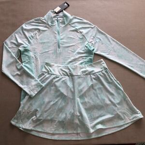 Новая / неиспользованная Adidas Golf Half -Zip Рубашка и внутренняя юбка для брюк ◆ L ◆ MKU &amp; MKT80 Adidas