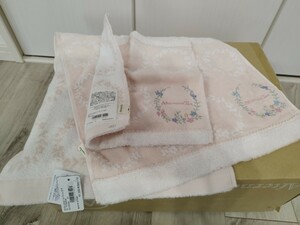 匿名配送】新品　アフタヌーンティー　小花刺繍　フェイスタオル　ミニタオル　ピンク