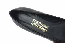 新品同様 超美品 Salvatore Ferragamo フェラガモ ヴァラ リボン バレエシューズ パンプス カーフ レザー ブラック レディース 7 C_画像8