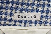 定価20万 美品 CARUSO カルーゾ チェック テーラードジャケット ホワイト×ブルー ウール シルク リネン メンズ 44 春夏物 ブレザー_画像2