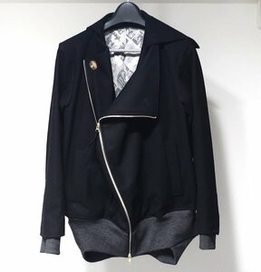 18AW 定価8.3万 美品 Vivienne Westwood MAN ヴィヴィアンウエストウッドマン メルトンアシンメトリックボマージャケット ウール メンズ 46