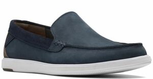 Clarks 25cm ネイビー 軽量 スリッポン ローファー スニーカー ベネチアン レザー ランニング ブーツ スーツ ビジネス JJJ280