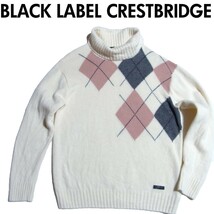 BLACK LABEL CRESTBRIDGE ブラックレーベル クレストブリッジ アーガイル タートルネック ニット セーター LL XL オフホワイト_画像1