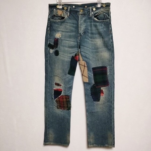 POLO RALPH LAUREN PATCHWORK DENIM лоскутное шитье обработка джинсы R66SD76 Denim брюки голубой Polo * Ralph Lauren 4-0210G F95200