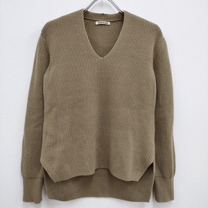 AURALEE Vネック リブ SUPER FINE WOOL RIB KNIT P/O A6AV06RK サイズ0 セーター ニット ベージュ オーラリー 4-0211T 233191