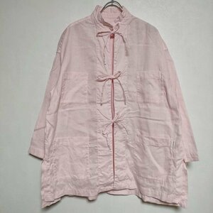 4-0229M∞nest Robe upcyclelino 01221-1039 リネンコットン リボン ブラウス シャツ ピンク ネストローブ 225119