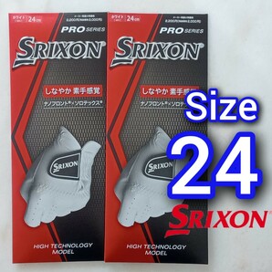 スリクソン 24cm 白 2枚セット GGG-S028 ダンロップ ゴルフグローブ 新品未使用品 ゴルフ用品 SRIXON PRO SERIES 薄手 ホワイト グローブの画像1
