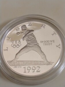 アメリカ 1992s 1ドル銀貨プルーフ Baseball pitcher,Nolan Ryan