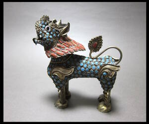 七宝焼き　獅子　香炉　ビンテージ　置物　１４ｃｍ×12.5ｃｍ