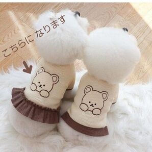 ペットウェア 可愛い くまさん ワンピース ブラウン ホワイト