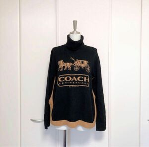 完売　COACH コーチ　カシミヤ　ウール　ロゴ　タートル　ニット　ブラック　XS