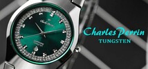 【1円スタート！】新品Charles Perrinタングステン腕時計メンズ未使用エメラルドグリーン_画像4